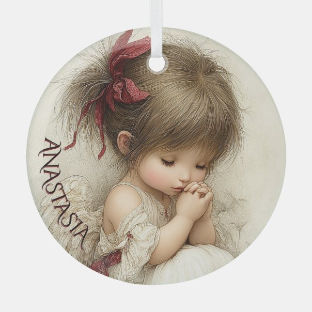 Adorno De Cristal Peaceful Devotion with Custom Name (Anverso)