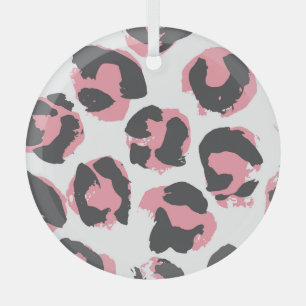 Adorno De Cristal Pelt de leopardo: Textura rosa negra