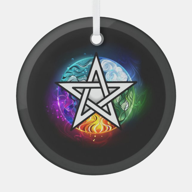 Adorno De Cristal Pentagrama de Wiccan (Anverso)