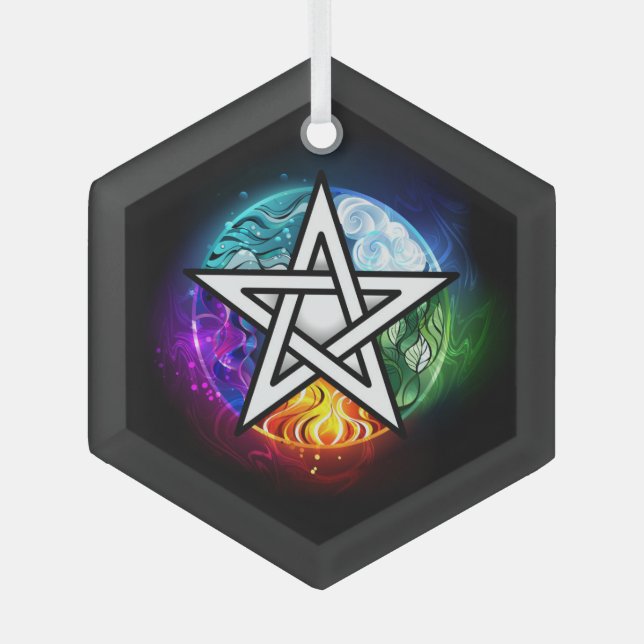 Adorno De Cristal Pentagrama de Wiccan (Anverso)