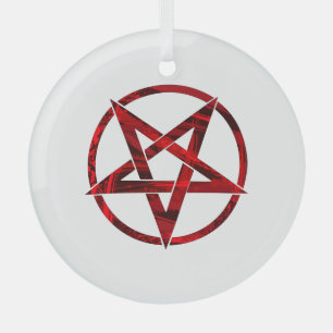 Adorno De Cristal Pentagrama del Diablo Rojo