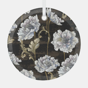 Adorno De Cristal Peony Elegance: Barroco Swirls de oro