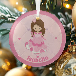 Adorno De Cristal Pequeña princesa Personalizado rosada Navidades