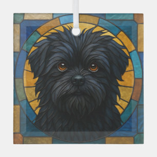 Adorno De Cristal Perro Affenpinscher "Vidrio Manchado"