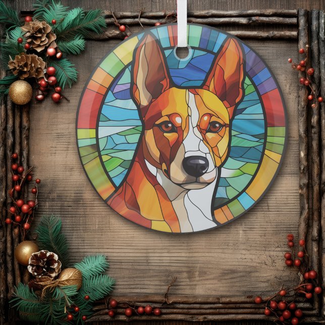Adorno De Cristal Perro Basenji Abstract Gold Mantenido (Subido por el creador)