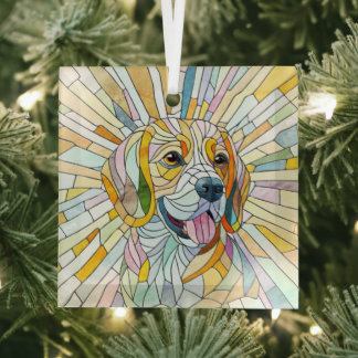 Adorno De Cristal Perro Beagle - Arte Mosaico colorido
