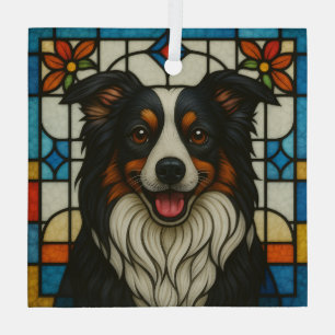 Adorno De Cristal Perro Border Collie "Vidrio Estampado"