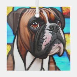 Adorno De Cristal Perro Boxer "Vidrio Manchado"