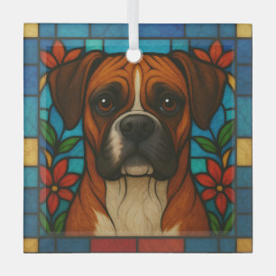 Adorno De Cristal Perro Boxer "Vidrio Manchado"