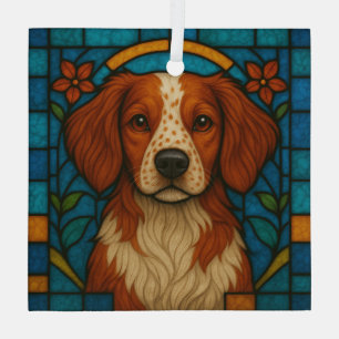 Adorno De Cristal Perro Brittany "Vidrio emplomado" 