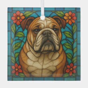 Adorno De Cristal Perro bulldog "Vidrio manchado"