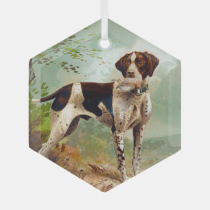 Adorno De Cristal Perro cazador con pájaro en la boca