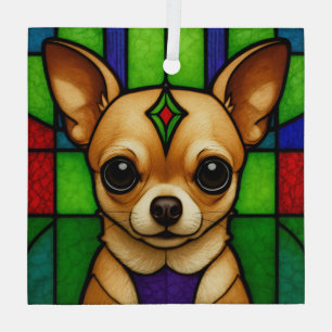Adorno De Cristal Perro Chihuahua "Vidrio Estampado"