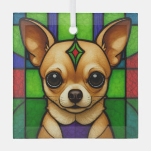 Adorno De Cristal Perro Chihuahua "Vidrio Manchado"