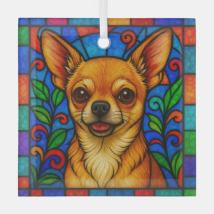 Adorno De Cristal Perro Chihuahua "Vidrio Manchado"