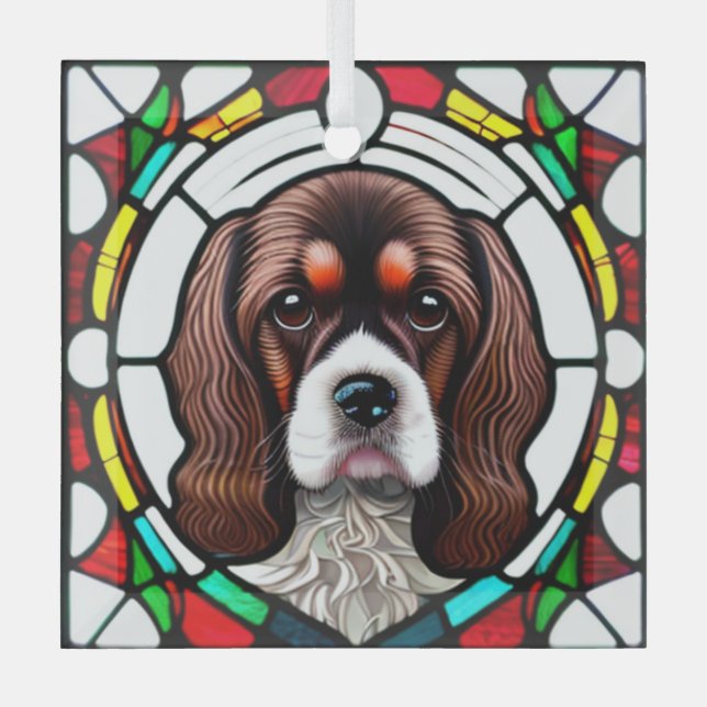 Adorno De Cristal Perro Cocker Spaniel "Vidrio Manchado" (Anverso)
