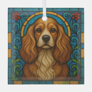 Adorno De Cristal Perro Cocker Spaniel "Vidrio Manchado"