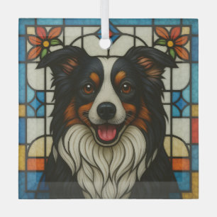 Adorno De Cristal Perro collie de borde "vidrio manchado"