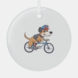 Adorno De Cristal perro conduciendo una bicicleta