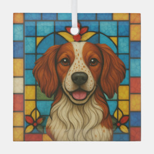 Adorno De Cristal Perro de Bretaña "Vidrio Manchado"