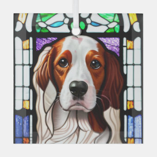 Adorno De Cristal Perro de Bretaña "Vidrio Manchado"