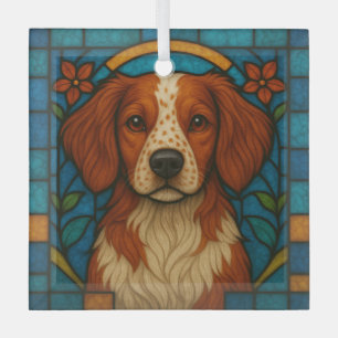 Adorno De Cristal Perro de Bretaña "Vidrio Manchado"