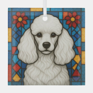 Adorno De Cristal Perro de canapé blanco "Vidrio manchado"