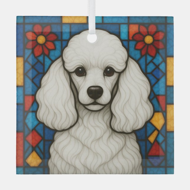 Adorno De Cristal Perro de canapé blanco "Vidrio manchado" (Anverso)