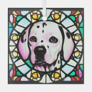 Adorno De Cristal Perro de Dalmacia "Vidrio Manchado"