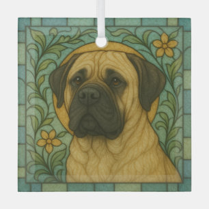 Adorno De Cristal Perro de Mastiff "Vidrio Manchado"