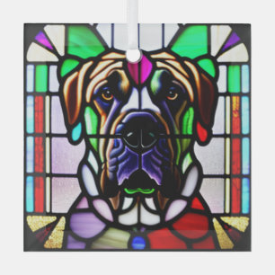 Adorno De Cristal Perro de Mastiff "Vidrio Manchado"