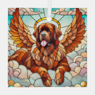Adorno De Cristal Perro de Terranova Angel atrapasol marrón