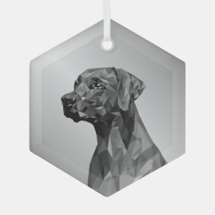 Adorno De Cristal Perro geométrico gris