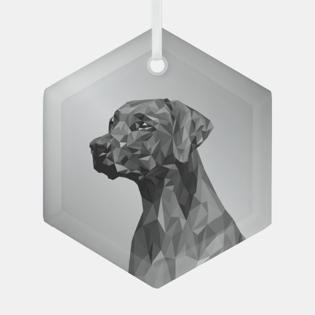 Adorno De Cristal Perro geométrico gris (Anverso)