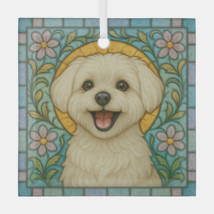 Adorno De Cristal Perro maltés "Vidrio manchado"