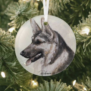 Adorno De Cristal Perro pastor alemán por Hevener