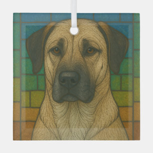 Adorno De Cristal Perro Pastor Anatoliano "Vidrio Manchado"