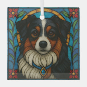 Adorno De Cristal Perro pastor norteamericano en miniatura "Vidrio m