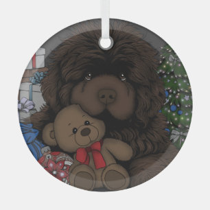 Adorno De Cristal Perro perrito de oso de peluche Newfoundland