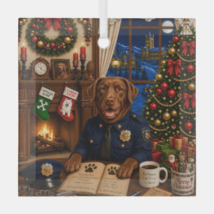 Adorno De Cristal Perro Policía Labrador Fiesta 