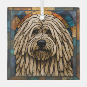 Adorno De Cristal Perro Puli "Vidrio Manchado"