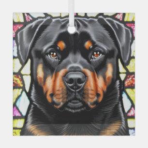 Adorno De Cristal Perro Rottweiler "Vidrio Manchado"