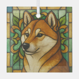 Adorno De Cristal Perro Shiba Inu "Vidrio Manchado"