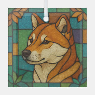 Adorno De Cristal Perro Shiba Inu "Vidrio Manchado"