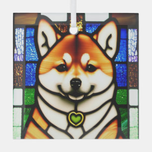 Adorno De Cristal Perro Shiba Inu "Vidrio Manchado"