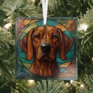 Adorno De Cristal Perro Vizsla "Vidrio Manchado"