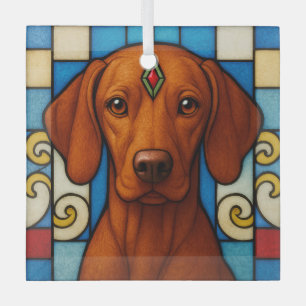 Adorno De Cristal Perro Vizsla "Vidrio Manchado"