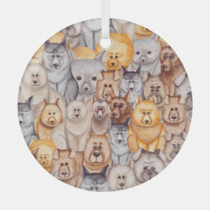Adorno De Cristal Perros acuarelas: diversión sin foco