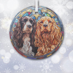 Adorno De Cristal Perros españoles americanos mantenidos