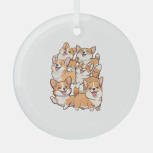 Adorno De Cristal Perros felices de Corgi